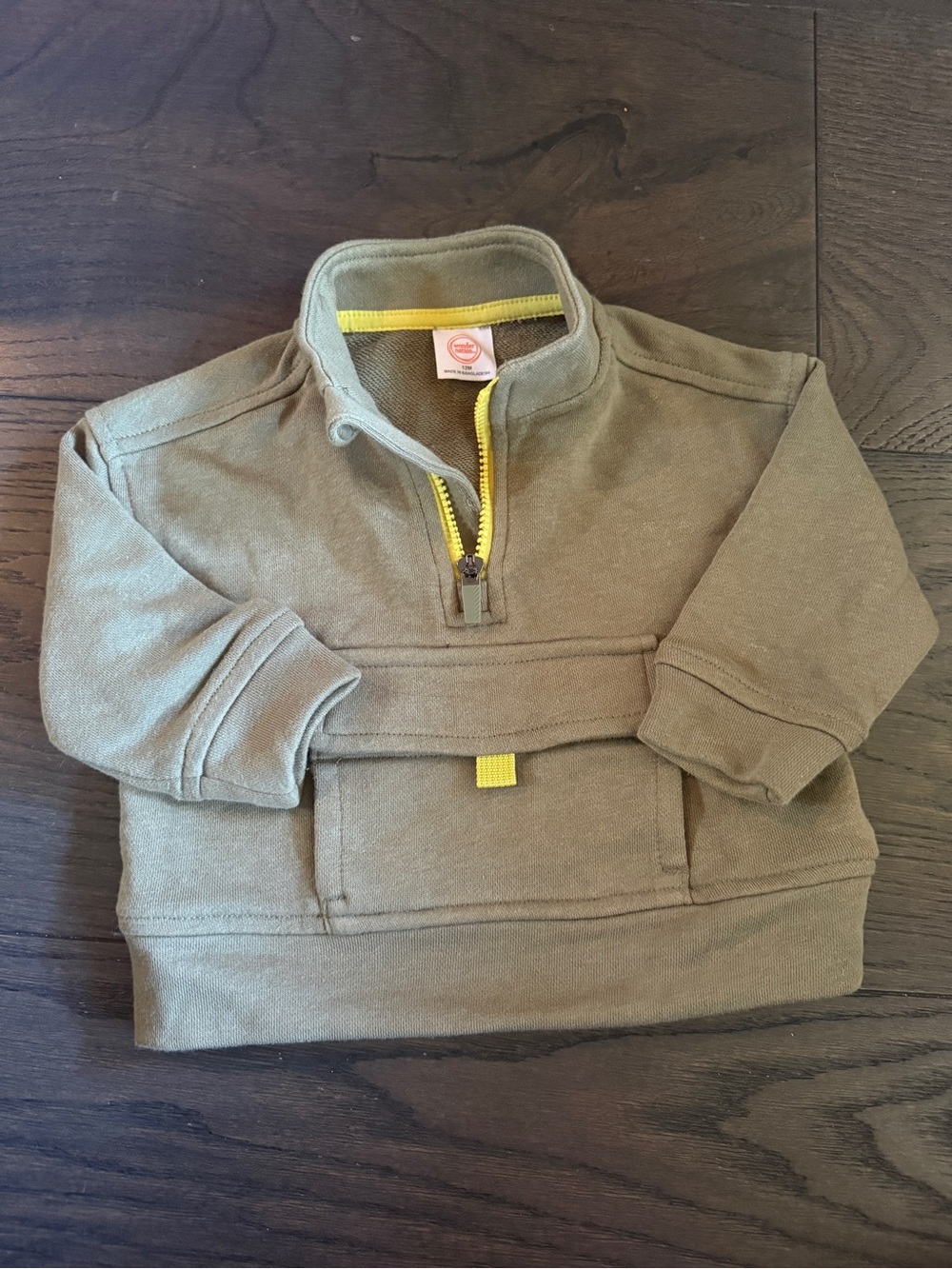Wonder Nation Olive Green Pullover with Yellow Trim